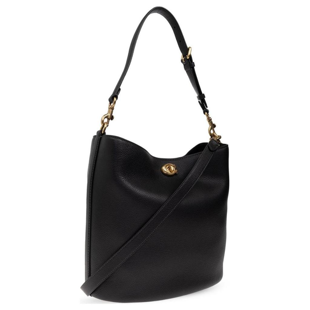 Coach Willow 28 Adjustable Detachable Shoulder Strap Lock Closure Leather Bucket Bag Women bags Black CW624-B4BK