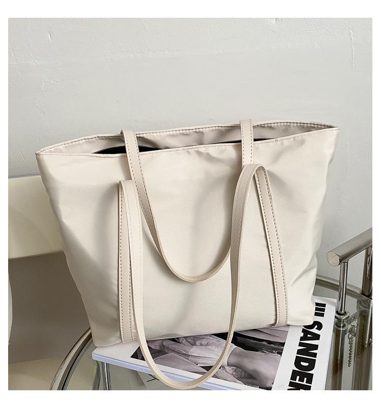 

Simple Solid Color Shoulder Bag Handbag Oxford Top-Handle Totes Female Large Capacity Shopping Street Zipper Bags For Women