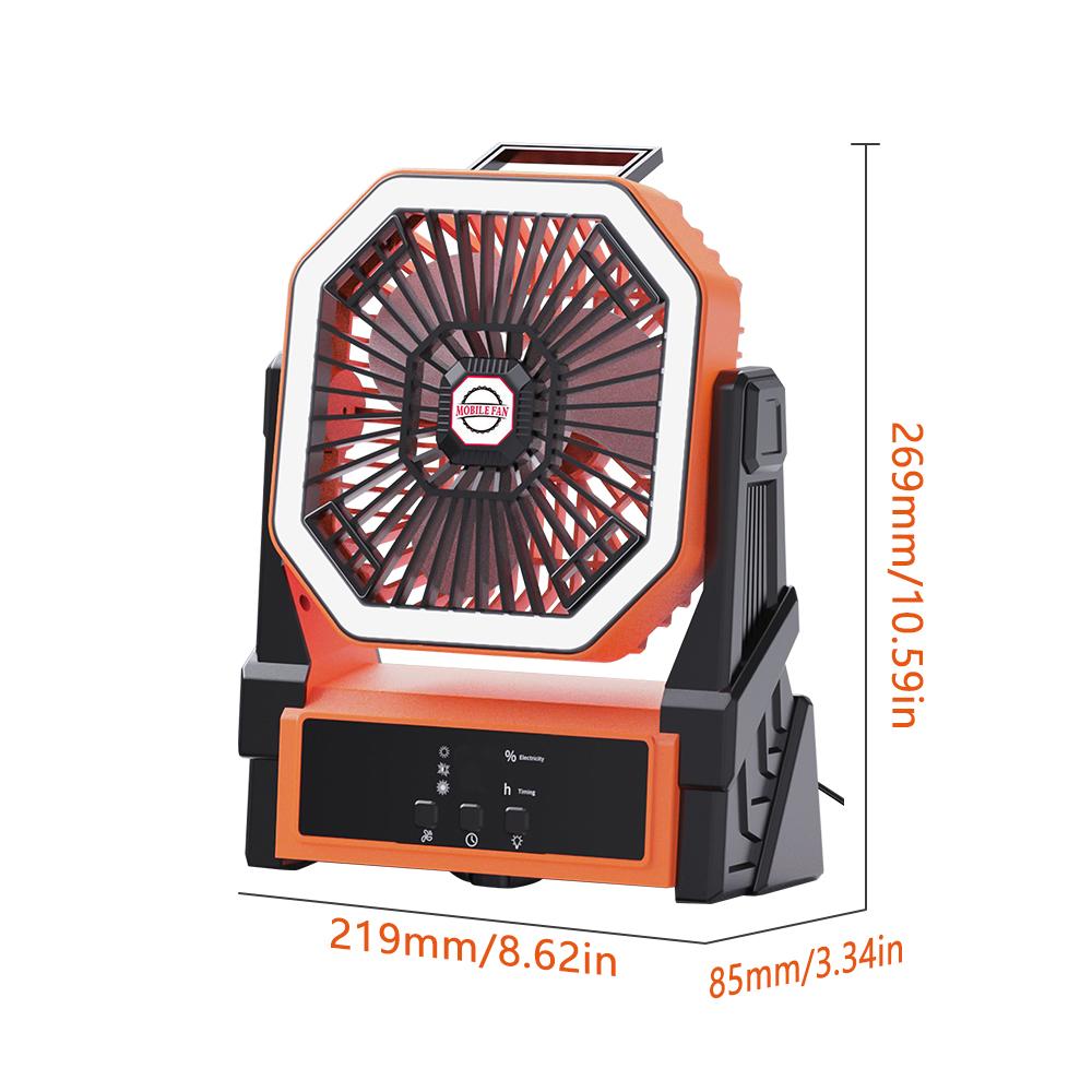 20000mAh USB Rechargeable Camping Fan 4 Speeds 360° Hanging Hook Fan with LED Lights Remote Control for Outdoor Emergency Lights