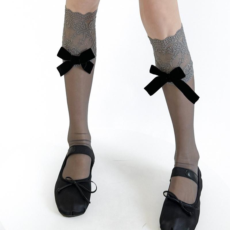 Grey Collection Long Socks for Women Fashion Retro Cosplay Basic High Tube Stockings Sweet Lace Long Socks Over The Knee Socks