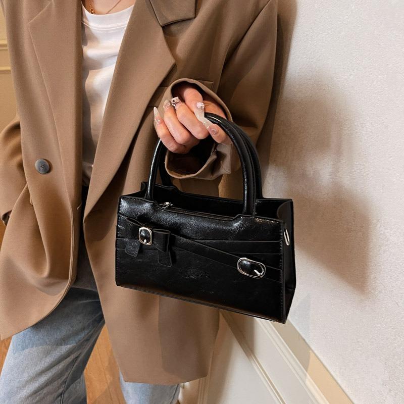 Textured Bow Handbag Bag Women's Spring and Summer New Women's Shoulder Messenger Bag Contrasting Color Small Square Bag