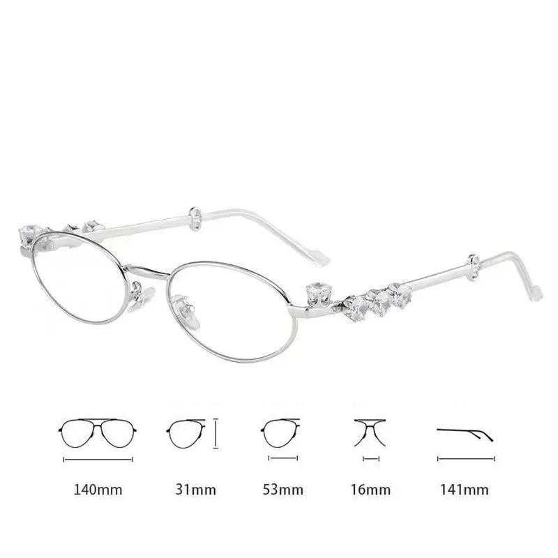 Women's Luxury Diamond Pochromic Glasses Fashion Trend Small Oval Myopia Eyewear Color Changing Anti-UV Eyeglasses 0 To -4.0