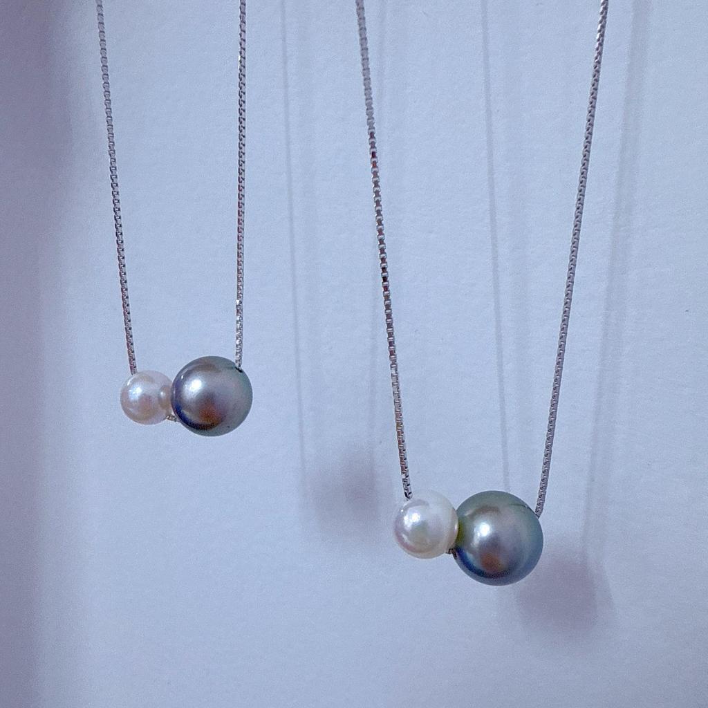 S925 Sterling Silver Tahitian Black Pearl Necklace Set - Light Luxury Jewelry Collection