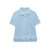 2025 Summer New Style Four-Color Optional Women's Fashion Suit Fringed Plaid Knitted Jacket & Fringed Skirt Suit