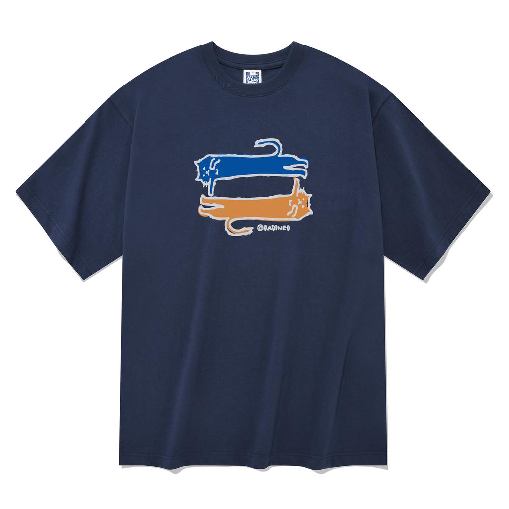 RADINEO Long Cat Short Sleeve T-Shirt Navy