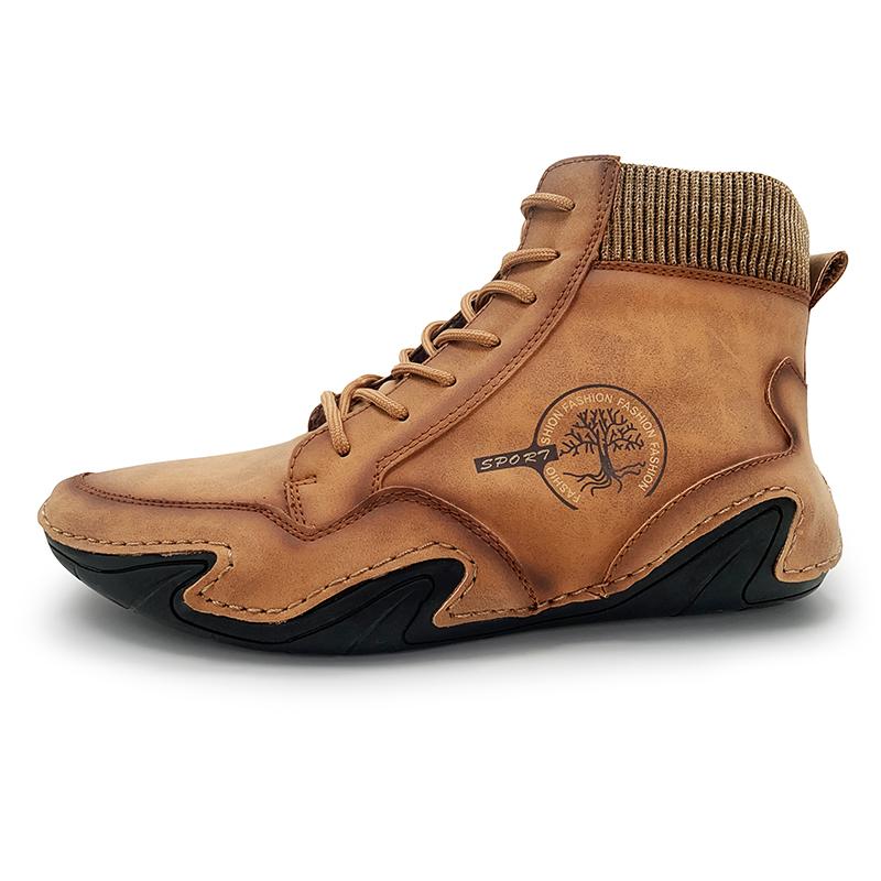 

Casual Shoes for Men Boots 2026 Fashion Leather Boots Men Winter Snow Outdoor Light Ankle Antislip Warm Shoes for Men Plus Size 38 коричневый
