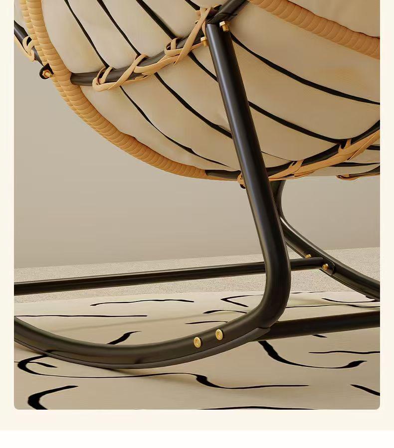“Nordic Light Luxury Bird's Nest Rattan Rocking Chair for Living Room or Balcony – Extra Large for Adults”