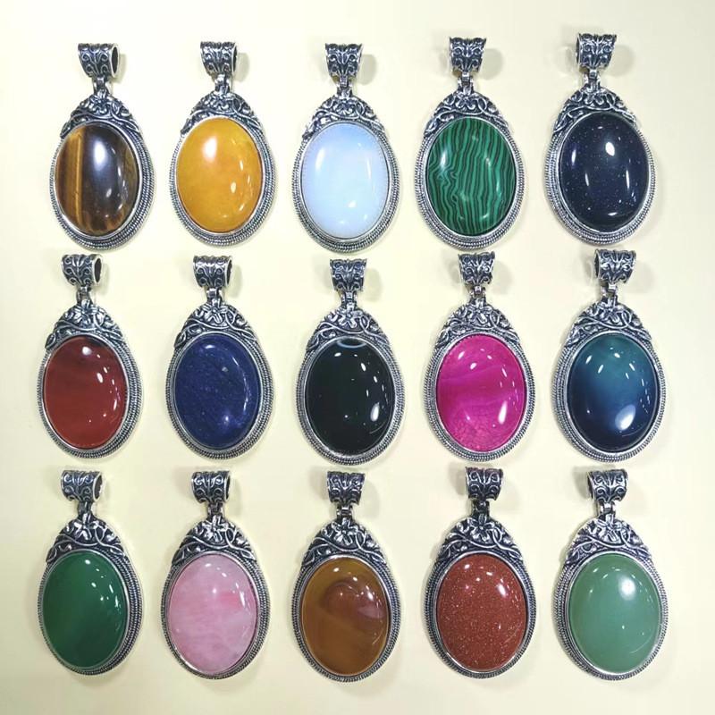 Geometric Gemstone Necklace Pendant With Embedded Semi Precious Stones For Fashion Jewelry Enthusiasts