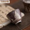 111ml Old Rock Mud Gilt Silver Dunhuang Teacup Ancient Tea Bowl Cute Cup Tea-tasting Meditation Cup Jianzhan Master Cups Cafes