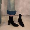 Autumn Winter Vintage Thick Heels Women Ankle Boots Elegant Square Toe Stripper Party Shoes Modern Short Botas Para Mujer