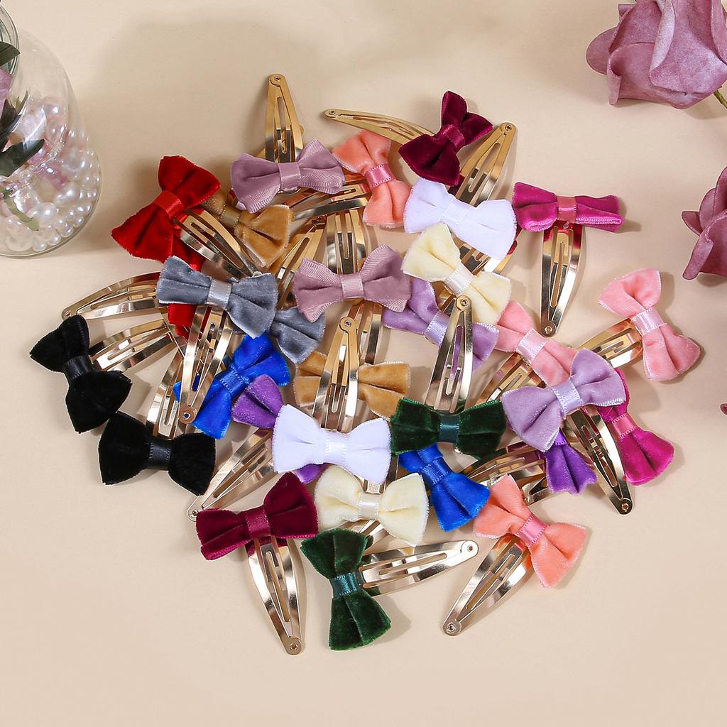 10/30pcs Cute Hair Bows Clips for Girls Velvet Bows Barrettes Clips Alloy Snap Hair Clip Hairpins Children Kids Hair Accessories