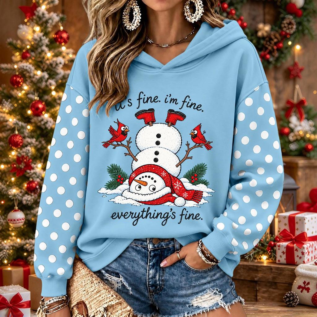Women's Christmas Print Long Sleeve Top Casual Comfortable Winter Blouse for Holiday Wear