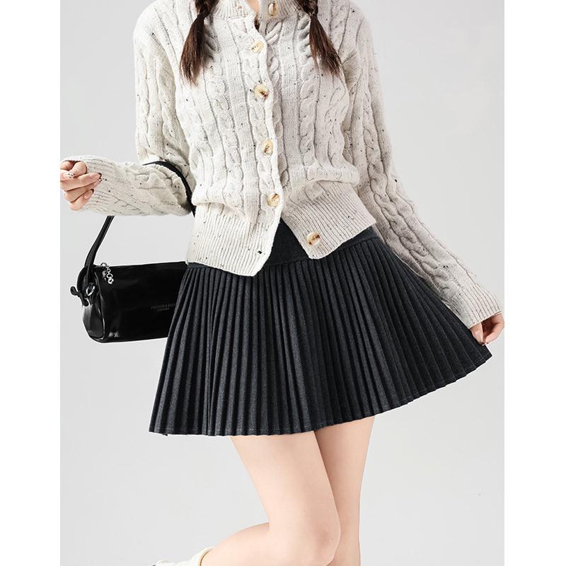

Women s Gray High Waist Pleated A-line Wool Skirt - Slimming Petite Winter 2026 M (95-105 jin) темно-серого