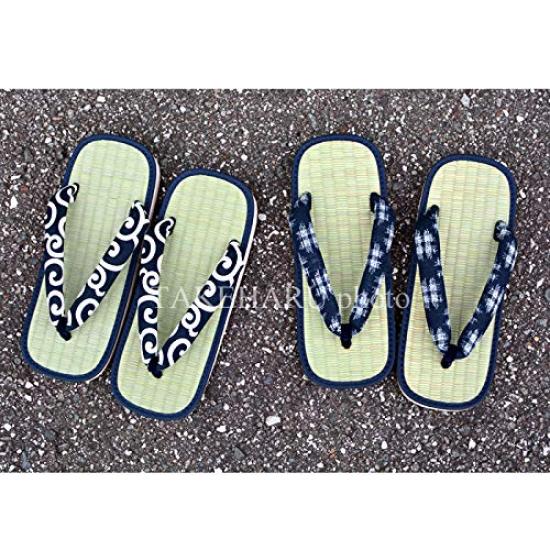 Takeharu Geta Made in Tatami and Igusa Rush Size Arabesque Size F Men's Sandals, Japan, Sandals, L, Pattern,