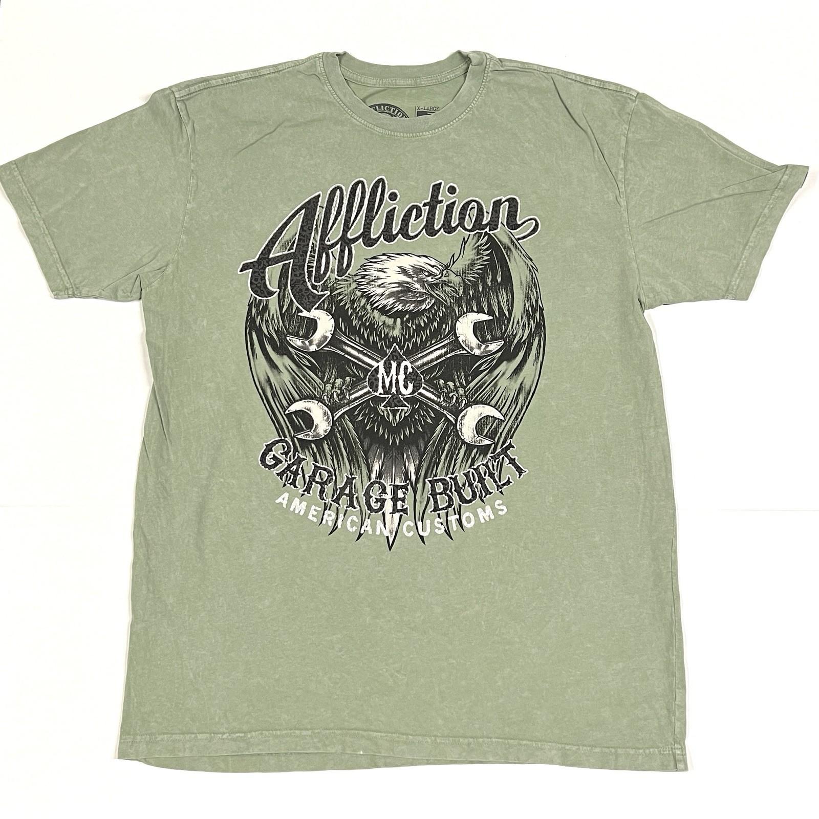Affliction Motors Garage Built American Customs T Shirt Sz XL Double Sided S