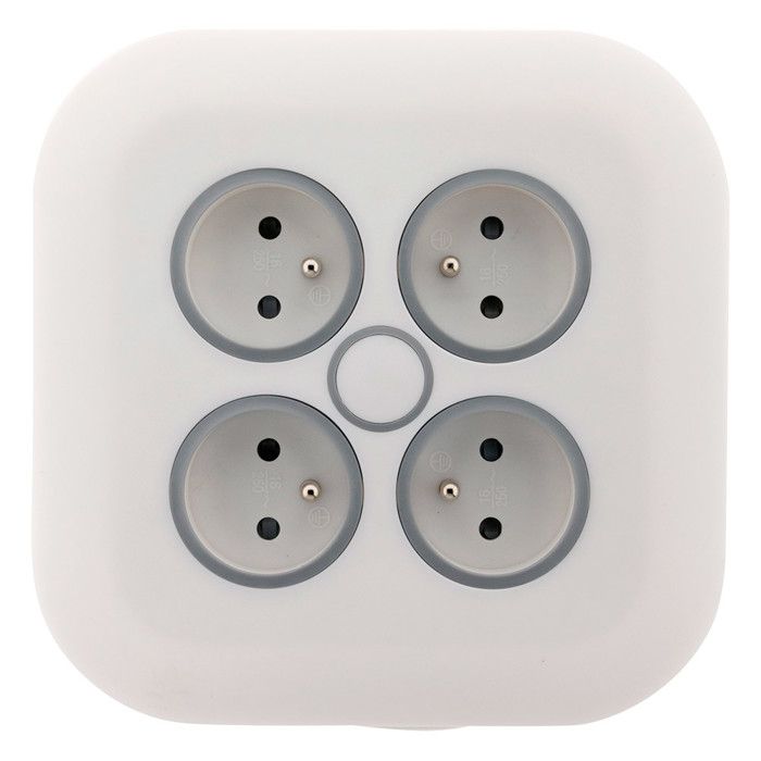 Enrouleur domestique 4x16A 2P+T fiche extraplate 3G1mm² 7m - Blanc - Zenitech