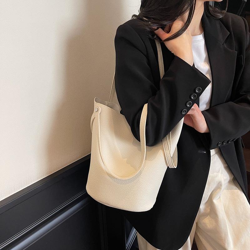 Trend Niche Design Child And Mother Bucket Bag Women'S Large-Capacity Solid Color Simple Casual Shoulder Bag