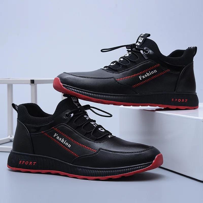 Fashion leather Shoes Men Casual Shoes winter Plus velvet to keep warm black Comfortbale Sneakers Men Flats Shoes Big Size