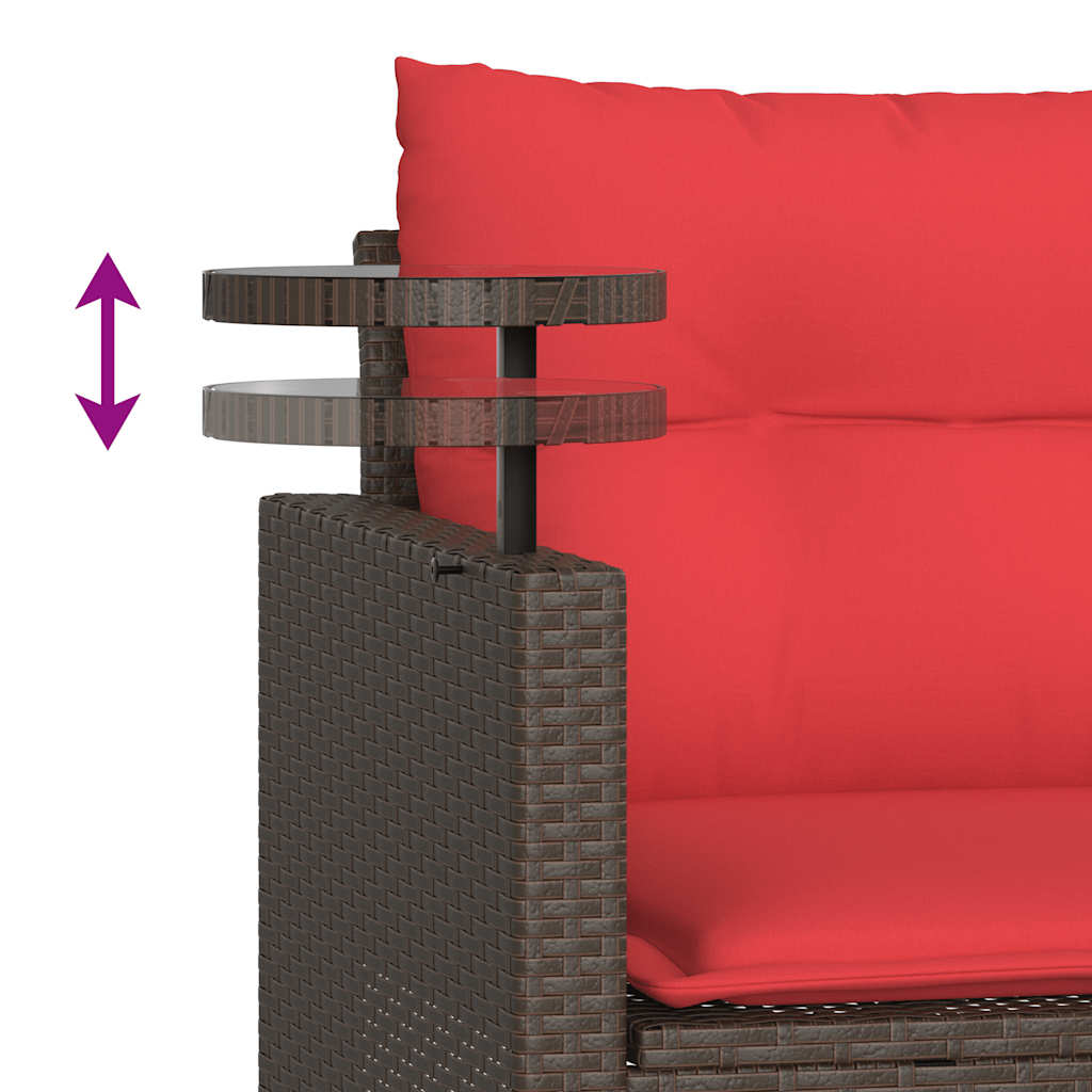 3 Piece Garden Sofa Set with Cushions Brown Poly Rattan