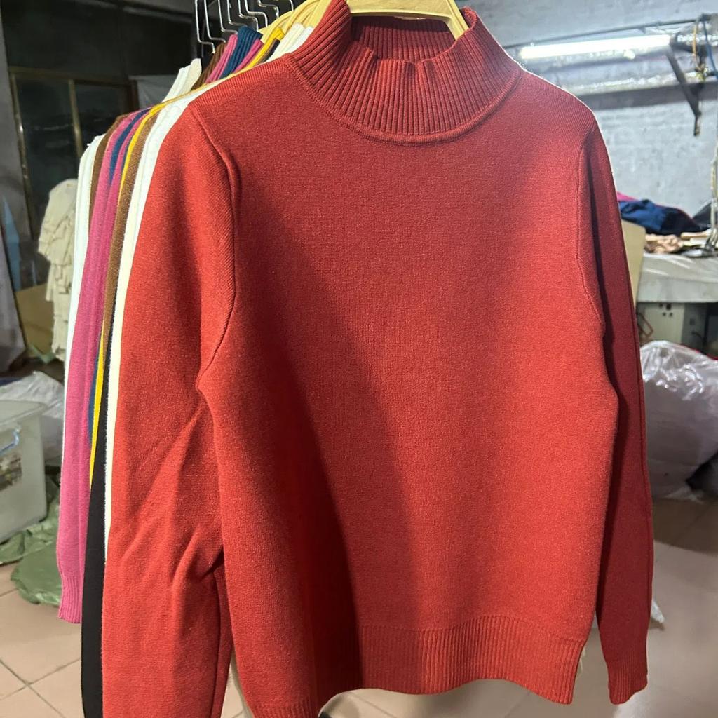 Half-high Neck, Integrated Velvet Base Layer, Sweater, Women's Autumn and Winter Pullover, Imitation Mink, and Fleece Knitted Mink Fleece