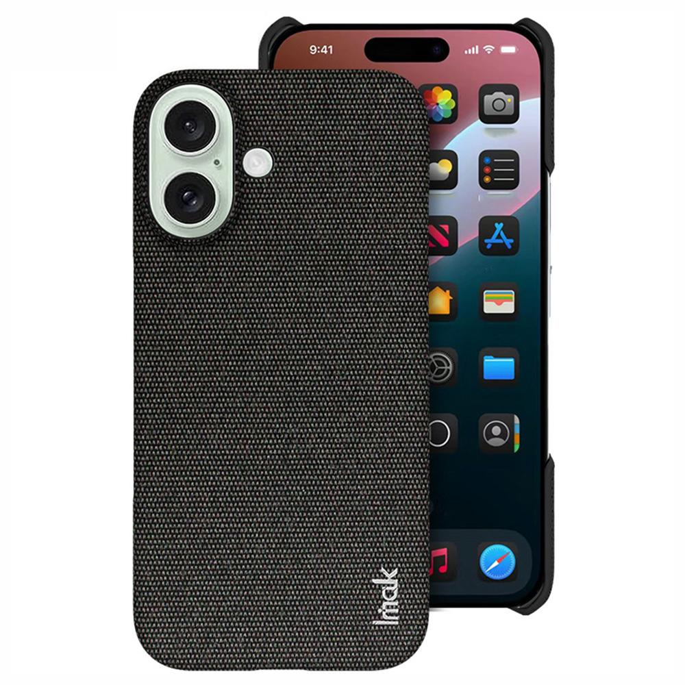 

IMAK Ruiyi Series for iPhone 16 Case Fabric Texture Leather+PC Phone Back Cover Black