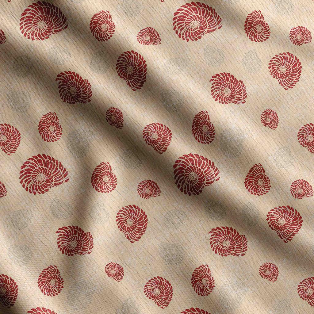 Soimoi Nadruk z muszli morskich, bawełniany kambryk, tkanina pikowana sprzedawana na jardy o szerokości 42 cali, średniej grubości tkanina bawełniana,