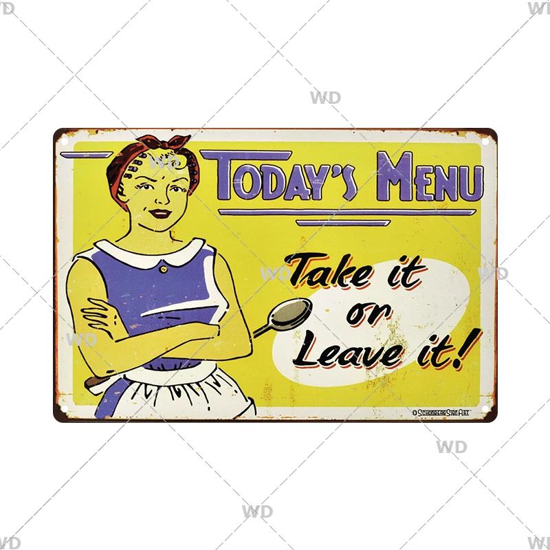 Retro Plåtskylt Köksregler Mat Järnmålning Väggkonst Metall Vintage Plakett Metallaffischer för Hus Hem Matsal Dekor