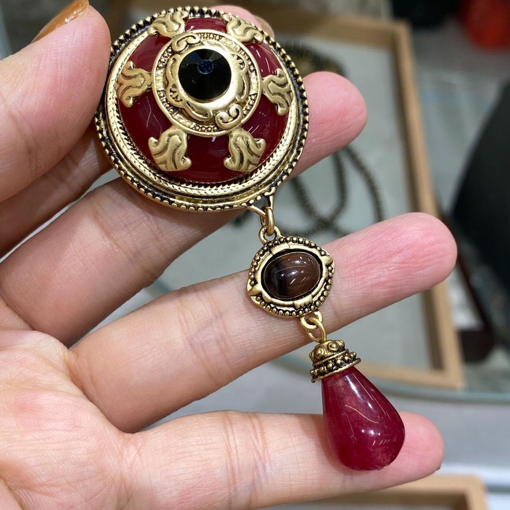 Ensemble de Bijoux Anciens Européens Vintage Médiéval Ancien Haut de Gamme Collier Broche Boucles d'Oreilles