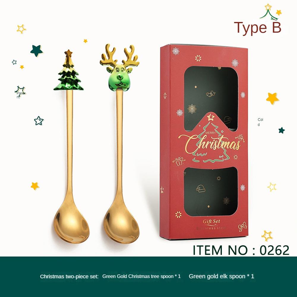 HANYANG Tableware Stainless Steel Small Spoon Golden Dessert Spoon Fruit Fork