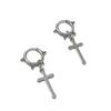 Trend Personality Geometry Sliver Color Cross Pendant Rivet Hoop Earrings for Women Men Gothic Punk Piercing Jewelry Accessory