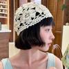 Bohemian Style Hollowed Out Beanie Cap Handmade Woven Cap Retro Crochet Flower Knitted Hat  Outdoor