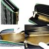 [Revetta] Crocodile Leather Long Wallet with Gold Python Interior, L-Shaped, Men's, Genuine Leather, Round Zipper, Green, Matte Finish [243crw]