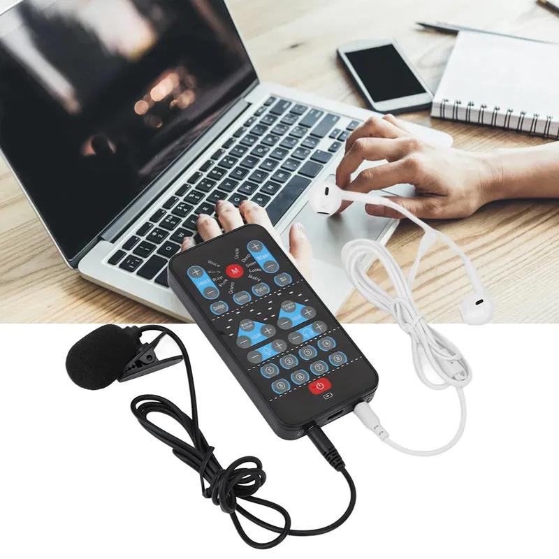 

8 Sound Effects Mini Voice Changer Card Support Multi Languages Beautification Handheld Sound Card for Mobile Phone Computer