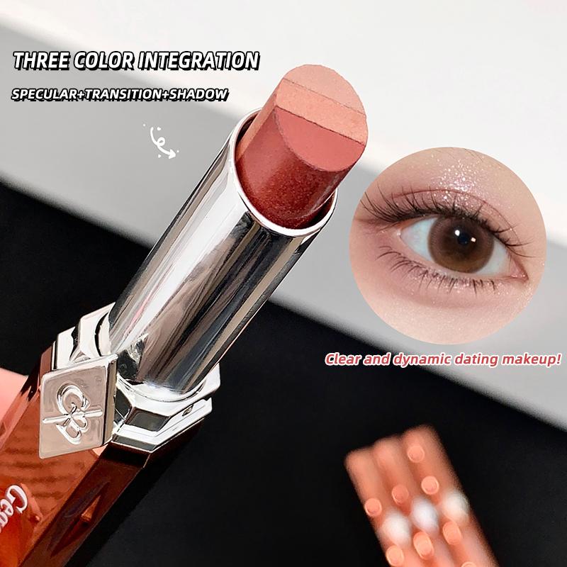 Three Color Eyeshadow Stick Matte Pearl Glitter Long Lasting Waterproof Twist Up Portable Travel Friendly Daily Eye Makeup