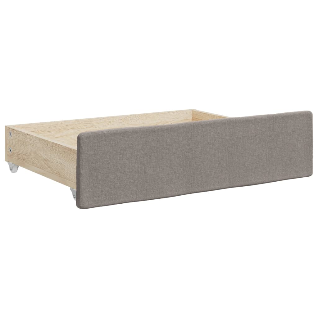 Extendable Daybed with Drawers Taupe 100x200 cm Fabric