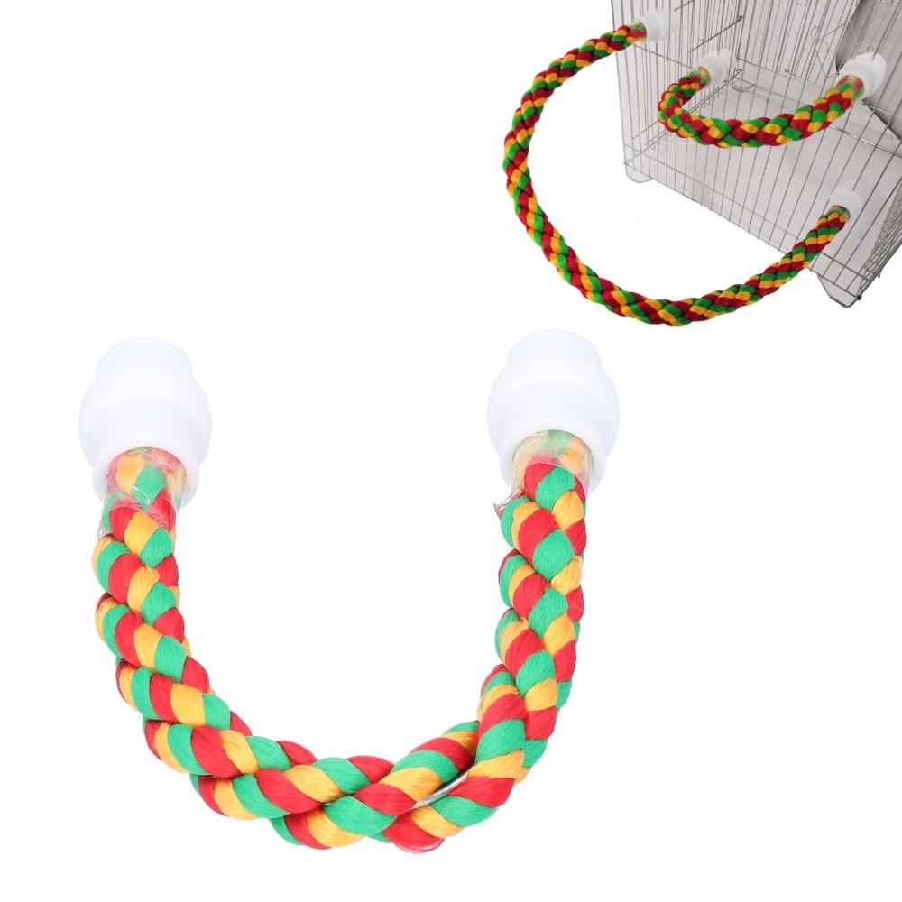 Colorful Design Cotton Rope Perch Adjustable Length U Shape Stand Bird Climbing Toy  For Parrots