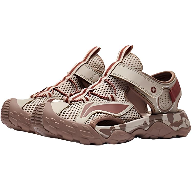 Li Ning Kids Sports Lifestyle Series Comfortable Versatile Durable Breathable Low Top Sandals Kids Sandals Deerskin-Brown YKUT032-11