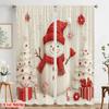2pcs,2D Plane Printing Curtains Digital Printed Cute Snowman Christmas Trees Gifts Versatile Durable Polyester (without Rod)