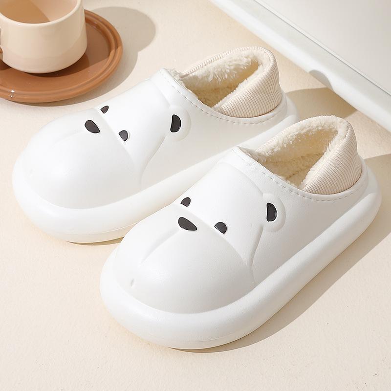 Bear Waterproof Cotton Slippers Women's Winter Bag and Bag Head Indoor Home Non-slip and Warm Cotton Mop Men's Winter