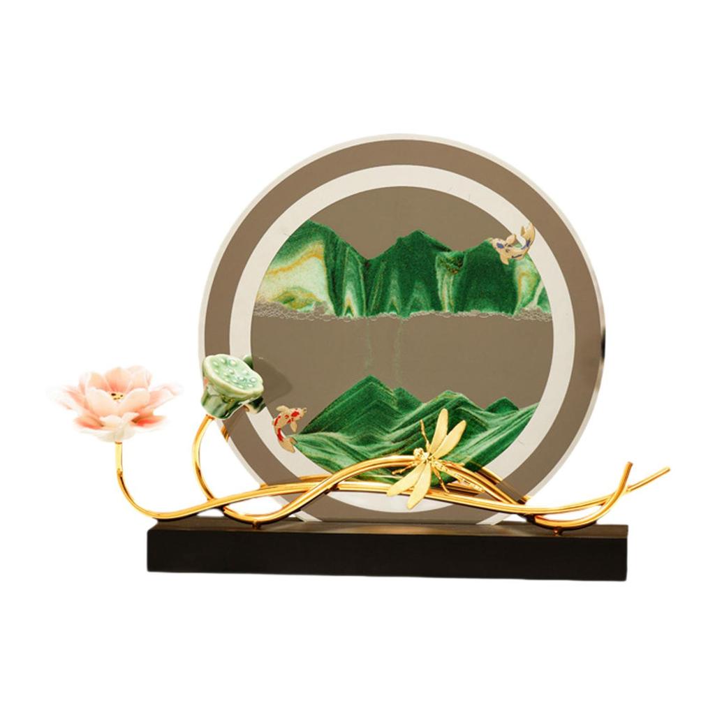 Quicksand Decor Creative Sandscape Round Versatile Ornament Flowing Sand Painting for Desk Bookshelves Home Living Room Wedding