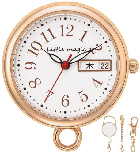 [Little Magic] [Exciting like an accessory] [Secure reel] Pocket watch, nurse watch, colore charm (pink gold colore charm PG)