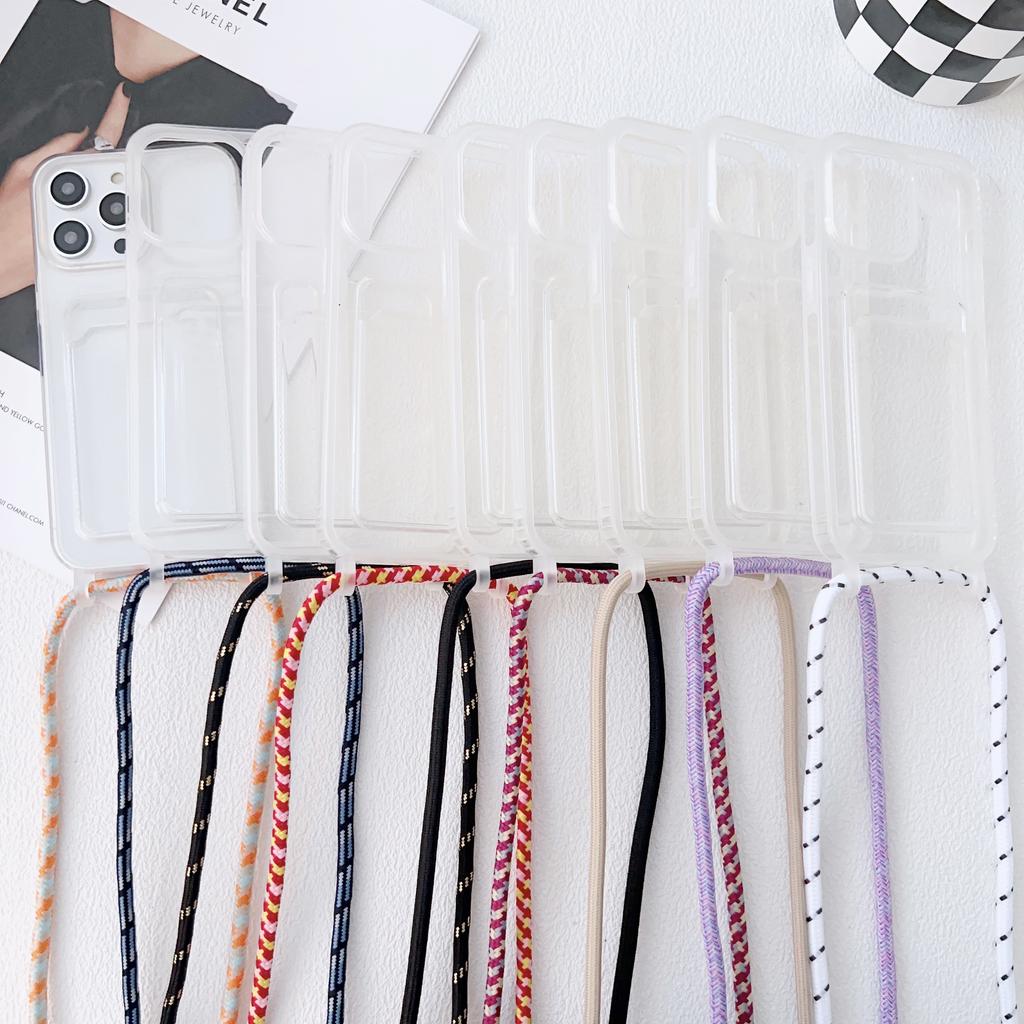 Clear Card Holder Wallet Crossbody Necklace Lanyard Cord Case For iPhone 17 16 15 11 12 13 14 Pro Max Air X S Plus Soft Cover