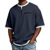 Men's Casual -Weave Zipper-Collar Lightweight Breathable Short-Sleeve Top
