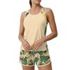 Women’s Two Piece Tankini Set with Tropical Print Sleeveless Top and Swim Shorts for Beach or Pool Activities