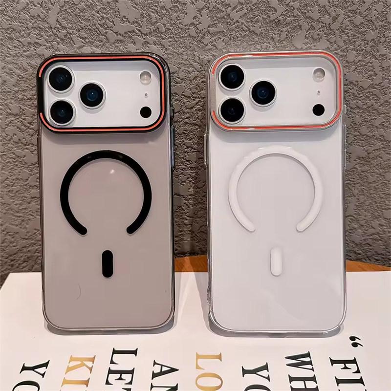 Camera Stand Bracket Magnetic Transparent Case for iPhone 17 Air 16 15 14 Pro Max Wireless Charging for Magsafe Acrylic Cover