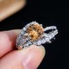 Viya Copper Inlaid Colored Zircon Fashion Light Luxury Ring Irregular Opening Ring Women
