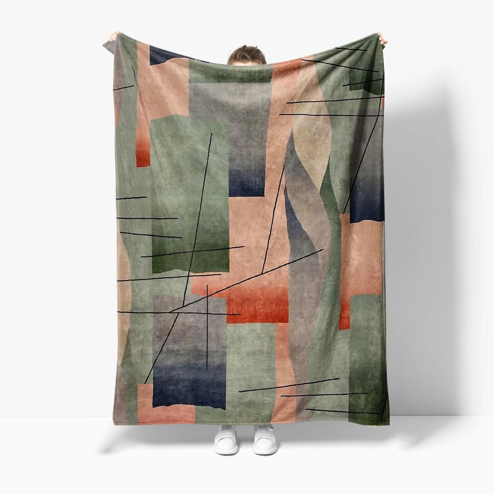 

Abstract Geometric Canvas Flannel printed blanket suitable for all seasons suitable for living room office sofa and travel 75x100cm (30x40inch)