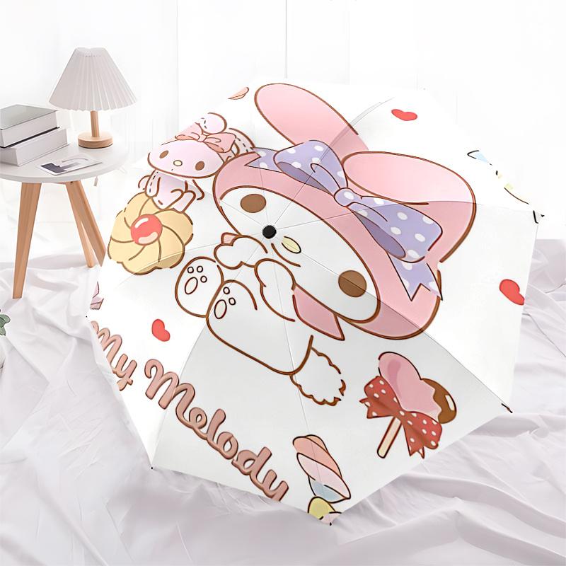 1pc My Melody Automatic Folding Umbrella - Portable 3-Fold Design with Iron Frame, Perfect for Fans, Travel, Daily Use, and Festive Gifts.D091