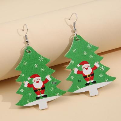 Creative Santa Claus & Christmas Tree Leather Stud Earrings for Women