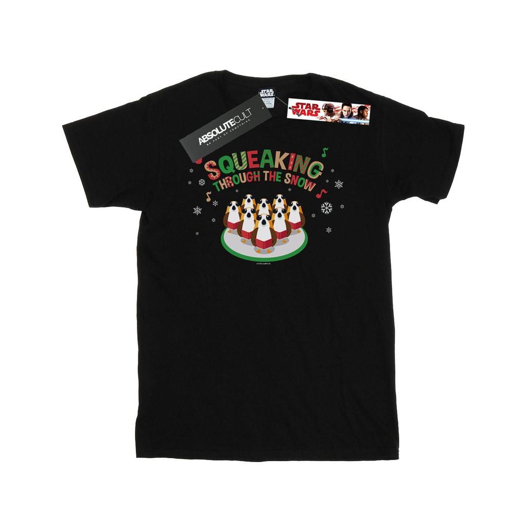 Star Wars Mens The Last Jedi Porgs Squeaking Through The Snow T-Shirt